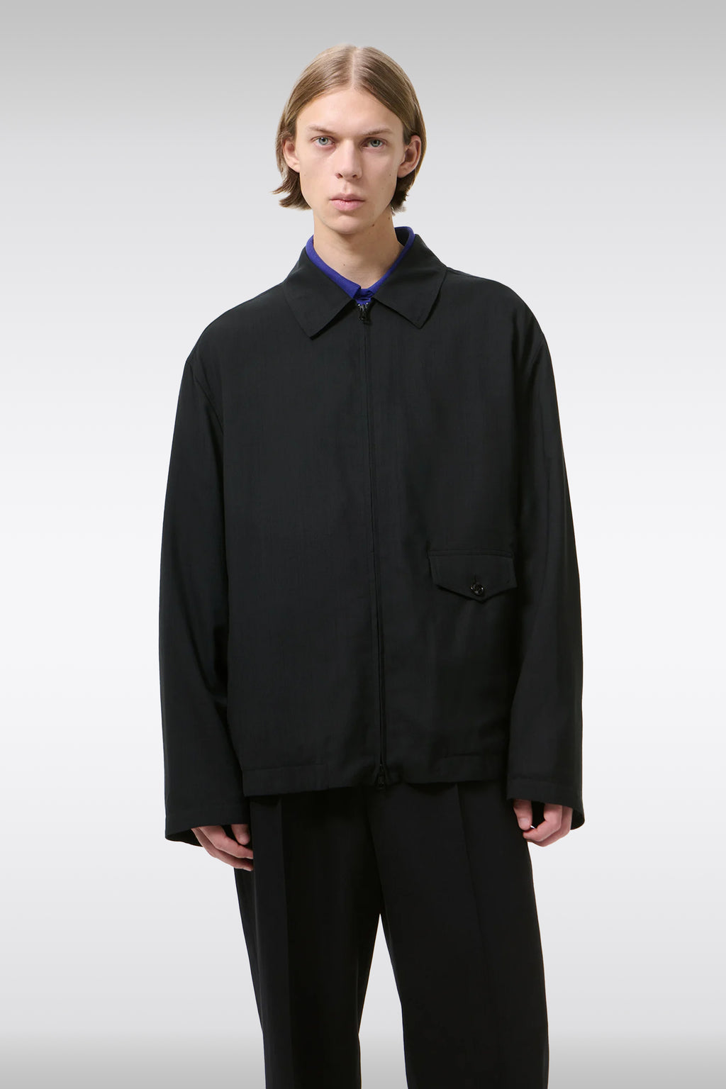 alt-image__Bomber-nero-in-frescolana-con-zip---Evolved-Jacket