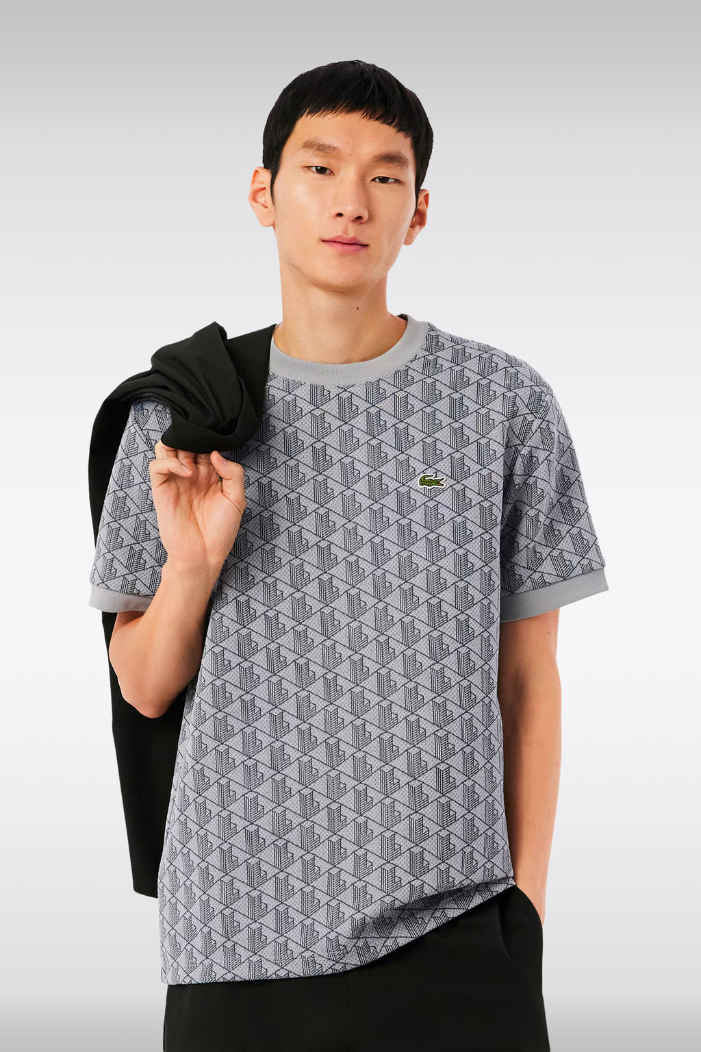 alt-image__T-shirt-grigia-con-motivo-jacquard-monogram