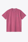 Washed magenta cotton t-shirt with chest logo - S/S Nelson T-Shirt 