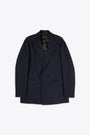 Giacca a doppio petto in lana herringbone blu navy 