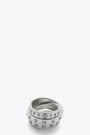 Anello a tre fasce in ottone argento con logo inciso 