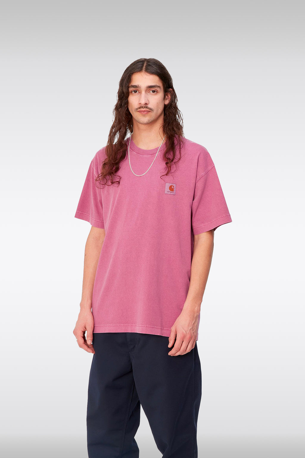 alt-image__Washed-magenta-cotton-t-shirt-with-chest-logo---S/S-Nelson-T-Shirt