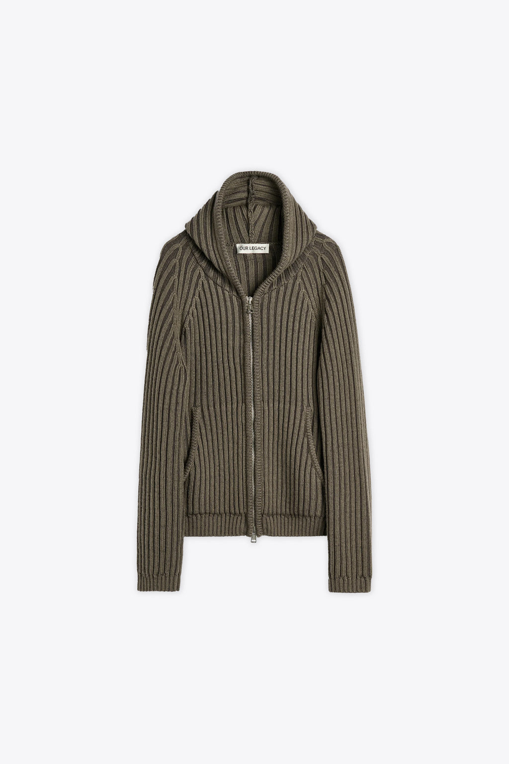 alt-image__Cardigan-in-lana-a-coste-verde-militare-con-cappuccio-e-zip---Level-Hood