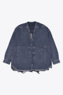 Camicia in denim indaco con scollo a V e fondo sfrangiato - Lido Larry Shirt 
