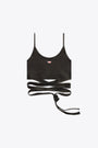 Grey stonewashed cotton tank top with criss-cross waist detail - T Leya Tail R1 