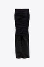 Black denim loose jeans with mesh skirt overlapping 