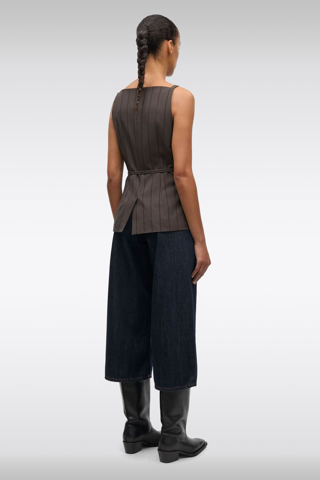 alt-image__Gilet-marrone-gessato-nero-con-collo-quadrato---Sahelly-Vest