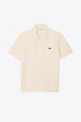 Off white bouclè knit polo shirt with short sleeves 