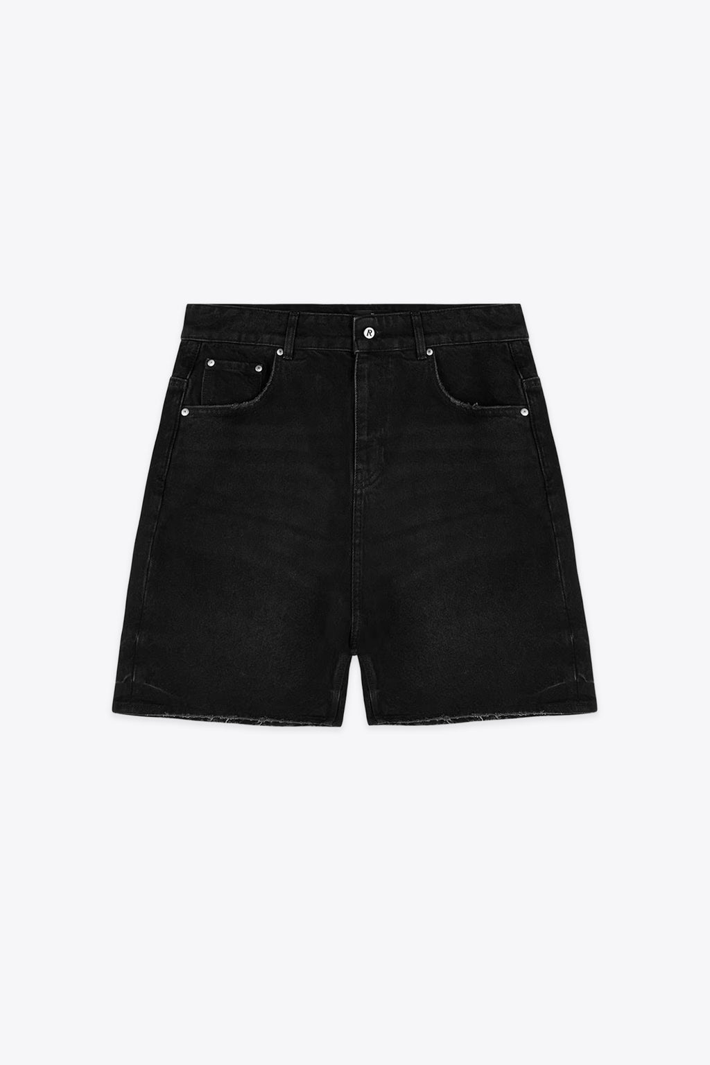 alt-image__Short-in-denim-nero-con-orlo-sfrangiato---Tailored-Denim-Shorts