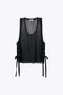 OVERSIZED PLEATED VEST WITH BOWS-Nero 