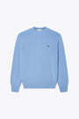 Light blue carded wool sweater with chest logo 