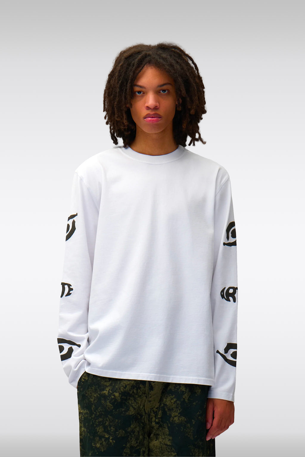 alt-image__T-shirt-bianca-in-cotone-con-maniche-lunghe-e-stampa-grafica---Eye-Sleeve-Longsleeve