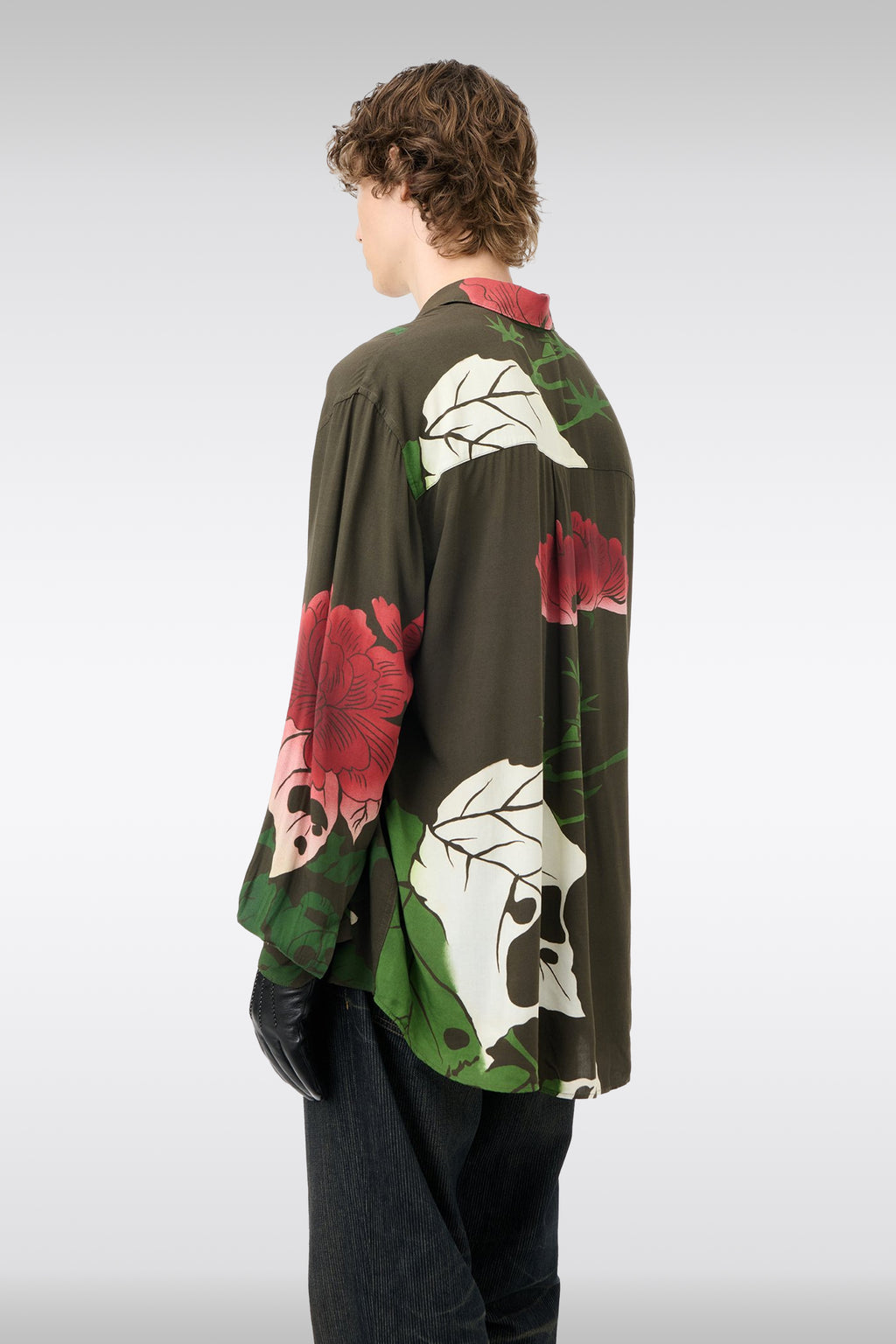 alt-image__Camicia-verde-militare-con-manica-lunga-e-stampa-floreale---Above-Shirt