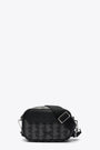 Borsa piccola nera in ecopelle con stampa monogram e tracolla rimovibile 