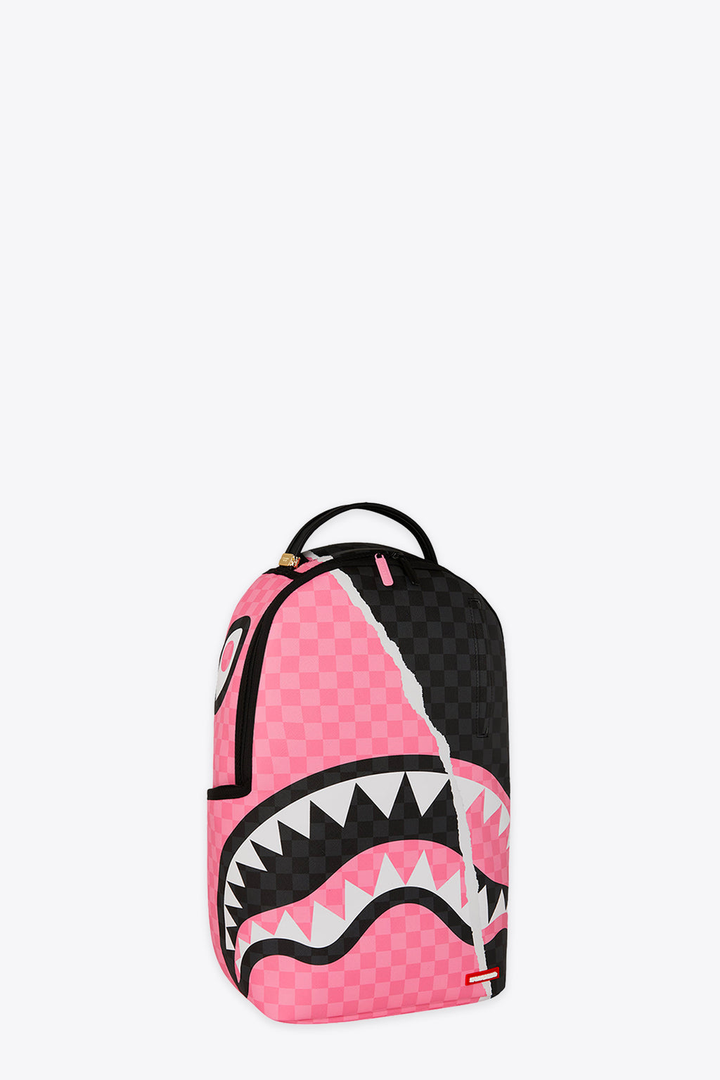 alt-image__Zaino-in-pvc-a-scacchi-rosa-e-nero-con-bocca-shark---Pink-And-Black-Tear-Sip-Backpack