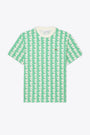 T-shirt in cotone beige con stampa monogram verde 