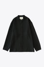 Camicia nera oversize in lana tecnica con collo a pistagna - Karst Shirt 