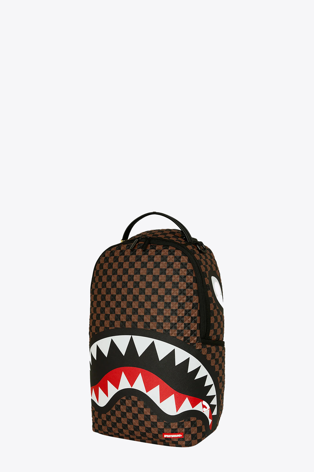 alt-image__Brown-and-black-3D-check-pvc-backpack-with-shark-mouth-signature---Shark-in-Paris-Pyramid-Backpack