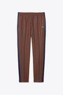 Pantalone con motivo jacquard monogram viola e arancione 