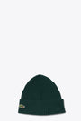 Dark green ribbed wool beanie 