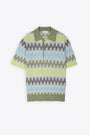 Multicolour jacquard knitted polo shirt 
