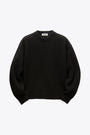 WOOL CROPPED CREWNECK SWEATER-Nero 
