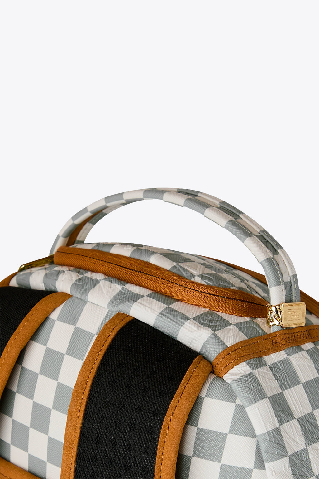 alt-image__Zaino-in-pvc-a-scacchi-panna-e-grigio-con-lavorazione-a-rilievo---Graff-Embossed-Cream-Check-Backpack