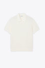 Polo in maglia a coste larghe panna con maniche corte 