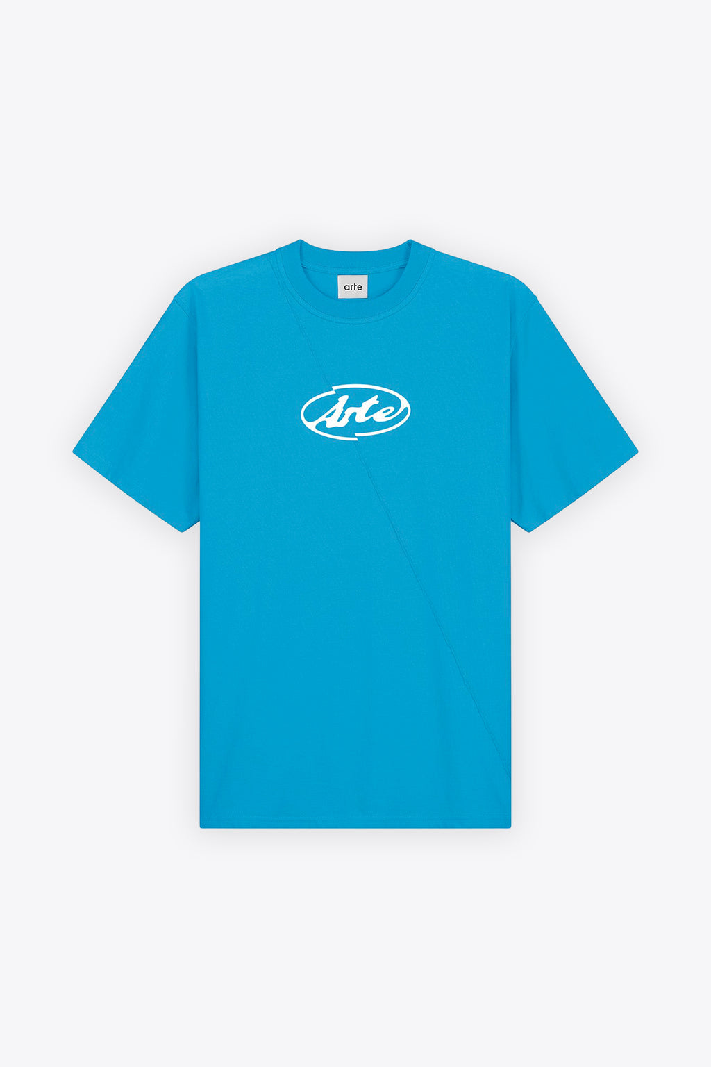 alt-image__T-shirt-azzurra-in-cotone-con-logo-e-cucitura-diagonale---Circle-Logo-T-shirt