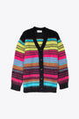 Cardigan in misto mohair a righe multicolor 