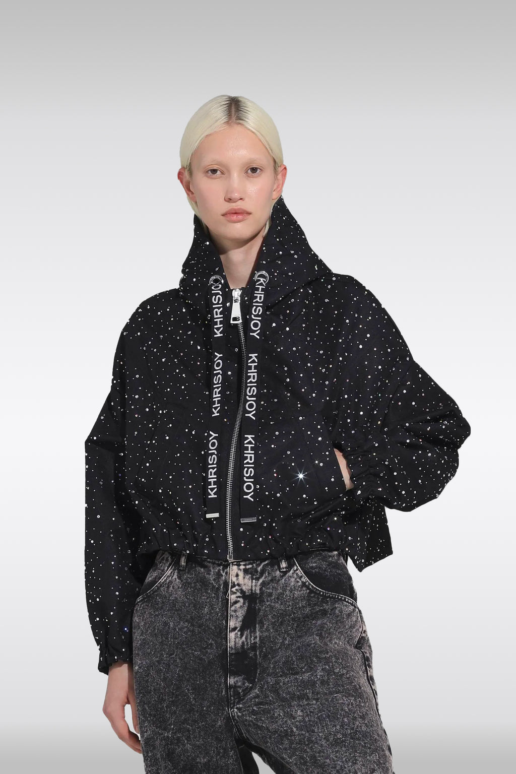 alt-image__Giacca-antivento-nera-in-nylon-con-strass---Sparkly-Crop-Windbreaker