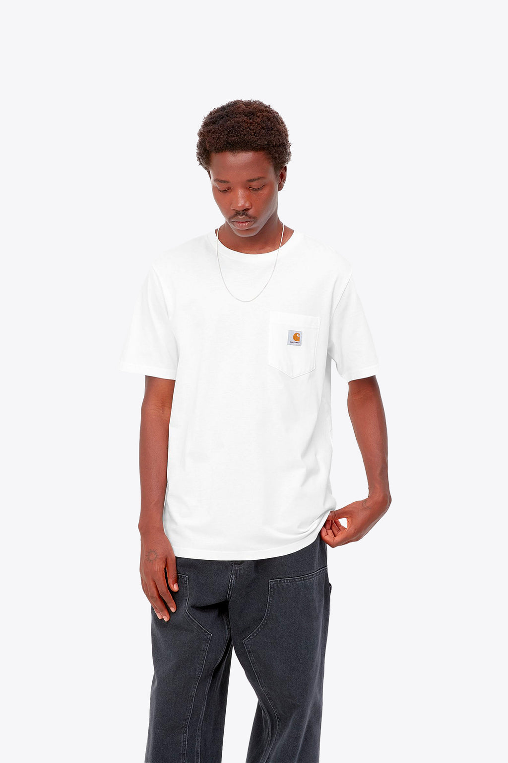alt-image__T-shirt-bianca-in-cotone-con-tasca-e-logo-al-petto---S/S-Pocket-T-Shirt
