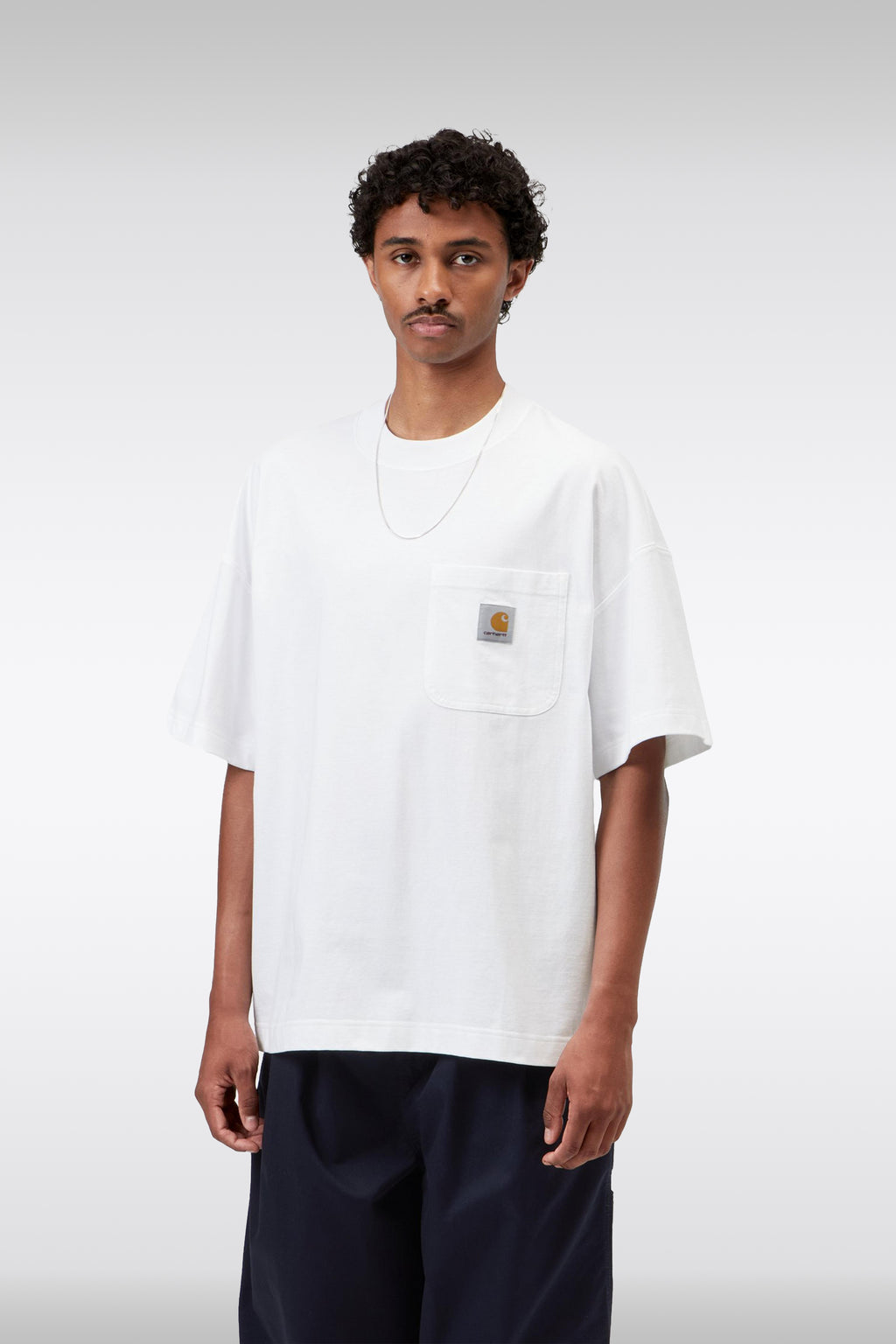 alt-image__T-shirt-boxy-fit-bianca-in-cotone-con-tasca-al-petto---S/S-Work-Pocket-T-Shirt