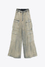 PANTALONI IN DENIM - DOUBLE CARGO JUMBO BELAS-Denim Sabbiato 