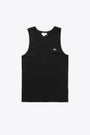Black ribbed cotton tank top with chest logo 