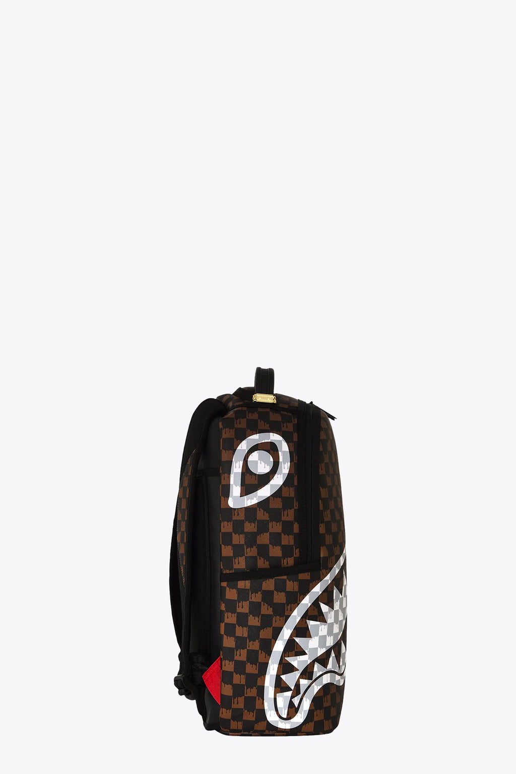 alt-image__Zaino-in-pvc-marrone-a-scacchi-con-bocca-shark-a-contrasto---Brown-And-Cream-Drip-Check-Shark-Backpack