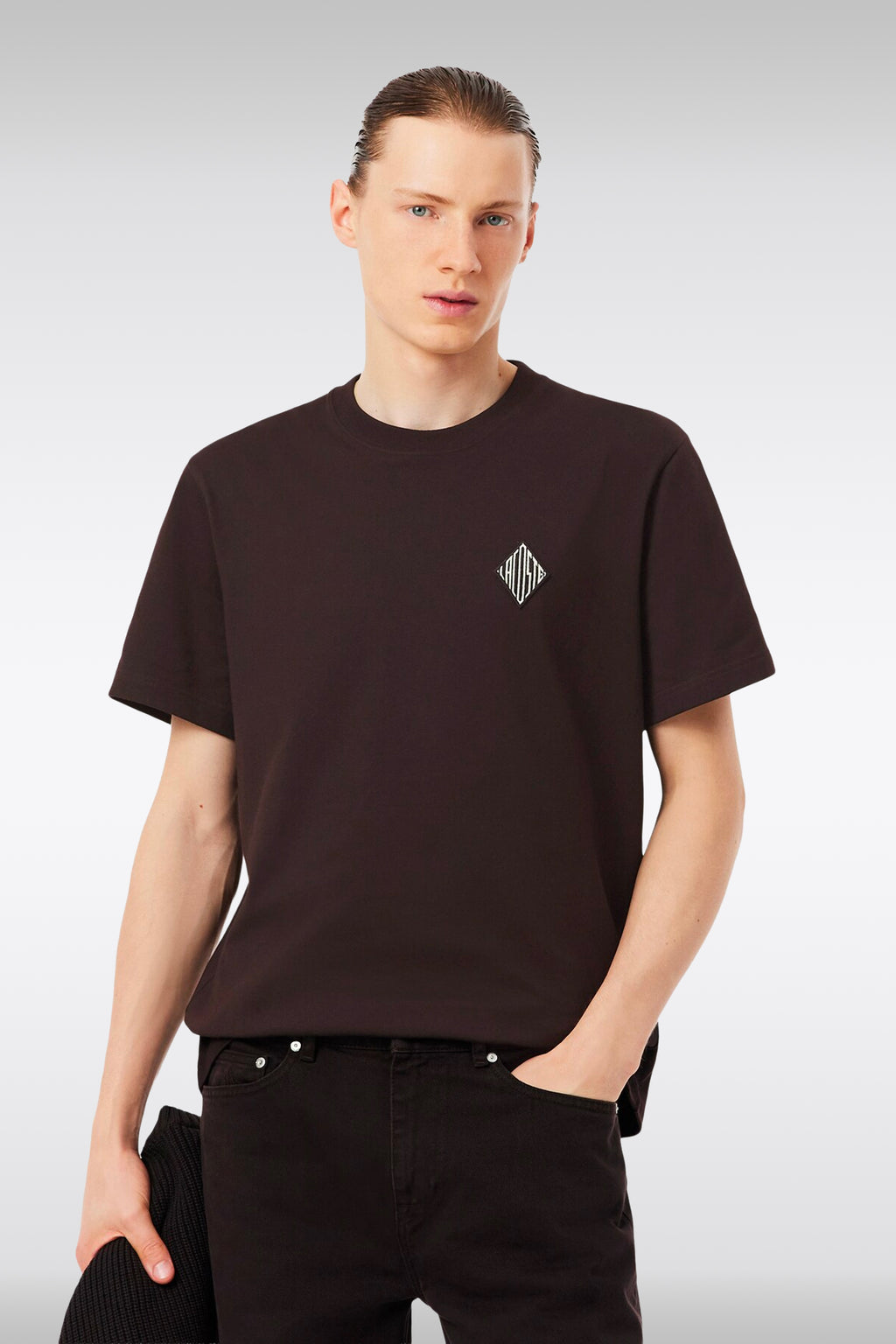 alt-image__Brown-cotton-t-shirt-with-chest-logo-patch