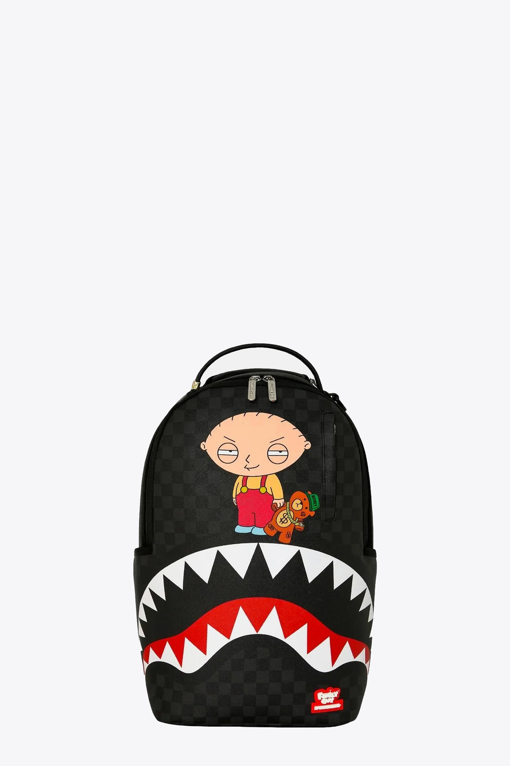 alt-image__Zaino-in-pvc-nero-a-scacchi-con-stampa-Family-Guy---Family-Guy-Stewie-Holding-Bear-Keychain-Backpack