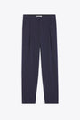Pantalone con pince in misto cotone blu gessato - Tailored Pleated Pants 