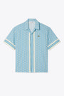 Camicia in cotone celeste con stampa monogram 