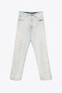 Jeans baggy 5 tasche in denim sabbiato blu chiaro 