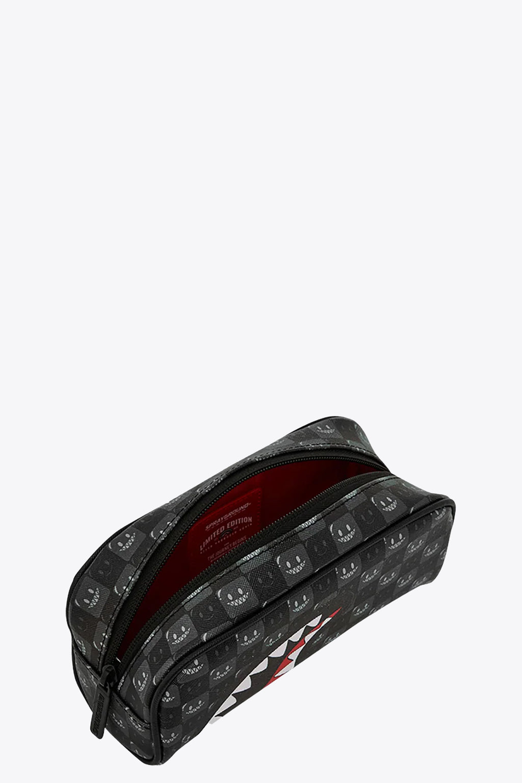alt-image__Black-check-pvc-pouch-with-smiles-and-shark-mouth-signature---Shark-in-Paris-WTF-Bubbly-Brown-Check-Pouch