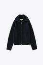 Cardigan in lana a coste blu navy con zip - Sandos 