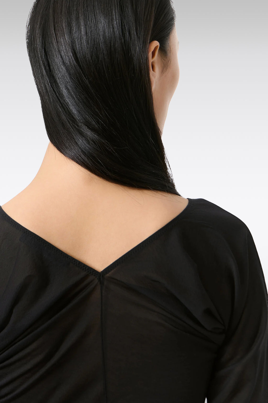 alt-image__Top-in-jersey-stretch-nero-con-scollo-a-V-fronte/retro-e-maniche-lunghe---Cheer-V-Neck