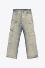 Jeans cargo in denim sabbiato loose fit - Double Cargo Jeans 