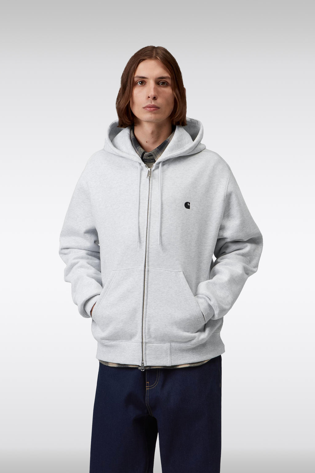 alt-image__Melange-grey-cotton-loose-fit-zipped-hoodie---Hooded-Mack-Jacket