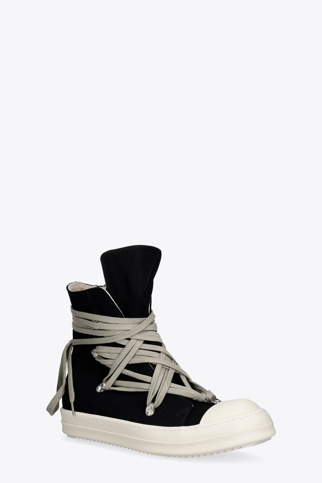 alt-image__Sneaker-nera-alta-in-canvas-con-lacci-ad-incrocio---Megalace-Sneaks