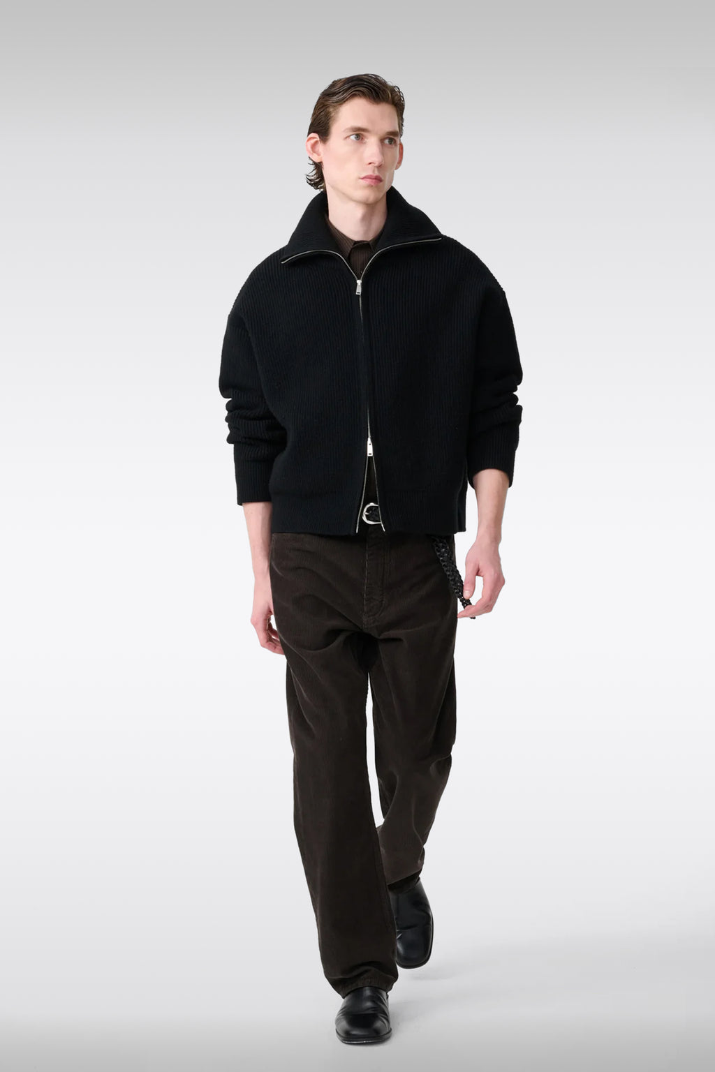 alt-image__Black-ribbed-wool-boxy-fit-cardigan-with-zip-fastening---Sandos