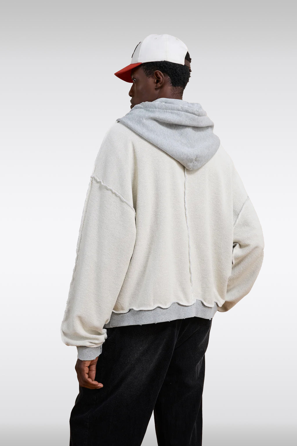 alt-image__Felpa-grigia-al-rovescio-con-cappuccio-e-zip---Deconstructed-Terry-Zip-Up-Hoodie