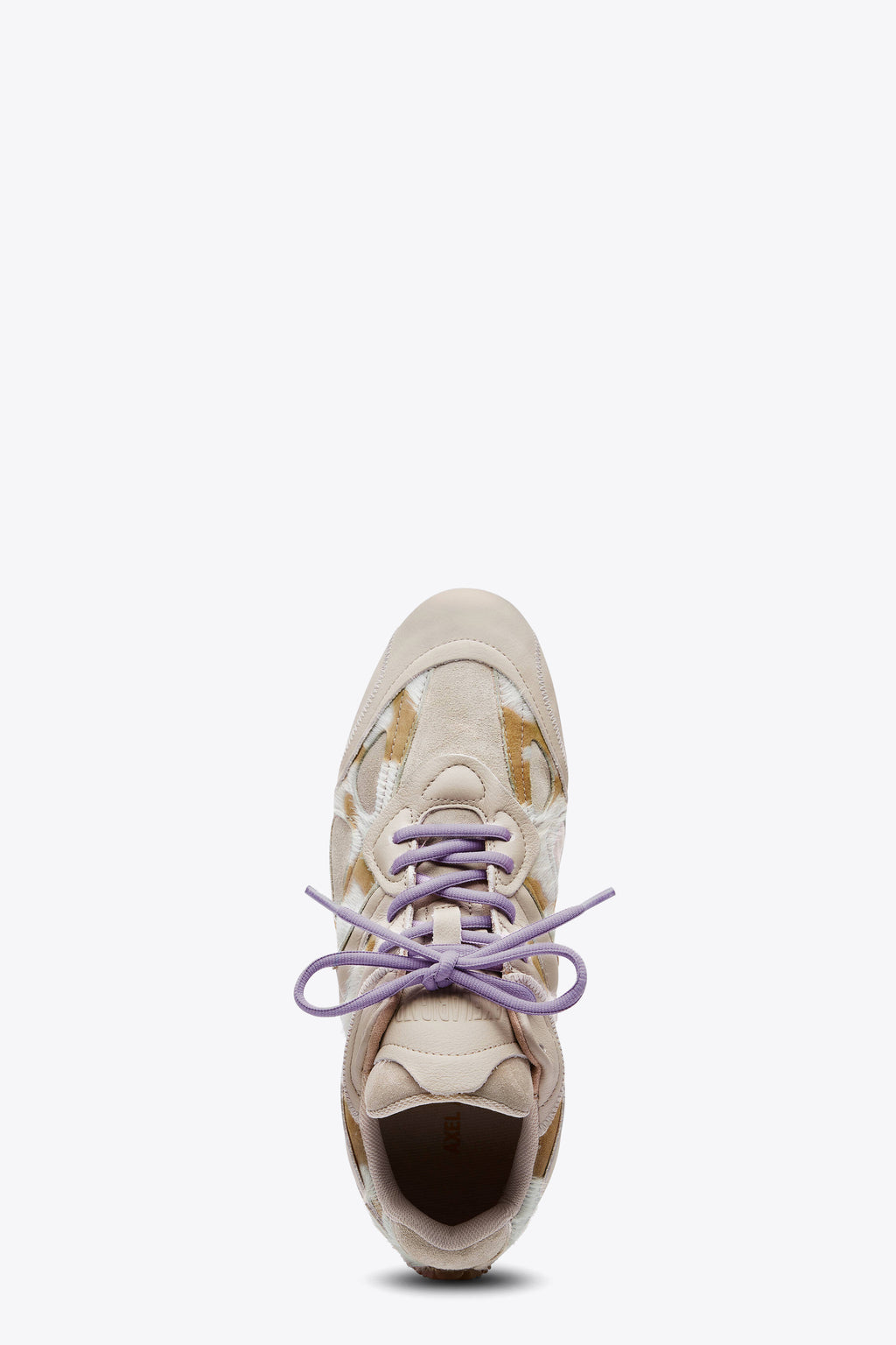 alt-image__Sneaker-bassa-in-cavallino-e-suede-beige-con-lacci-lilla---Slow-Runner